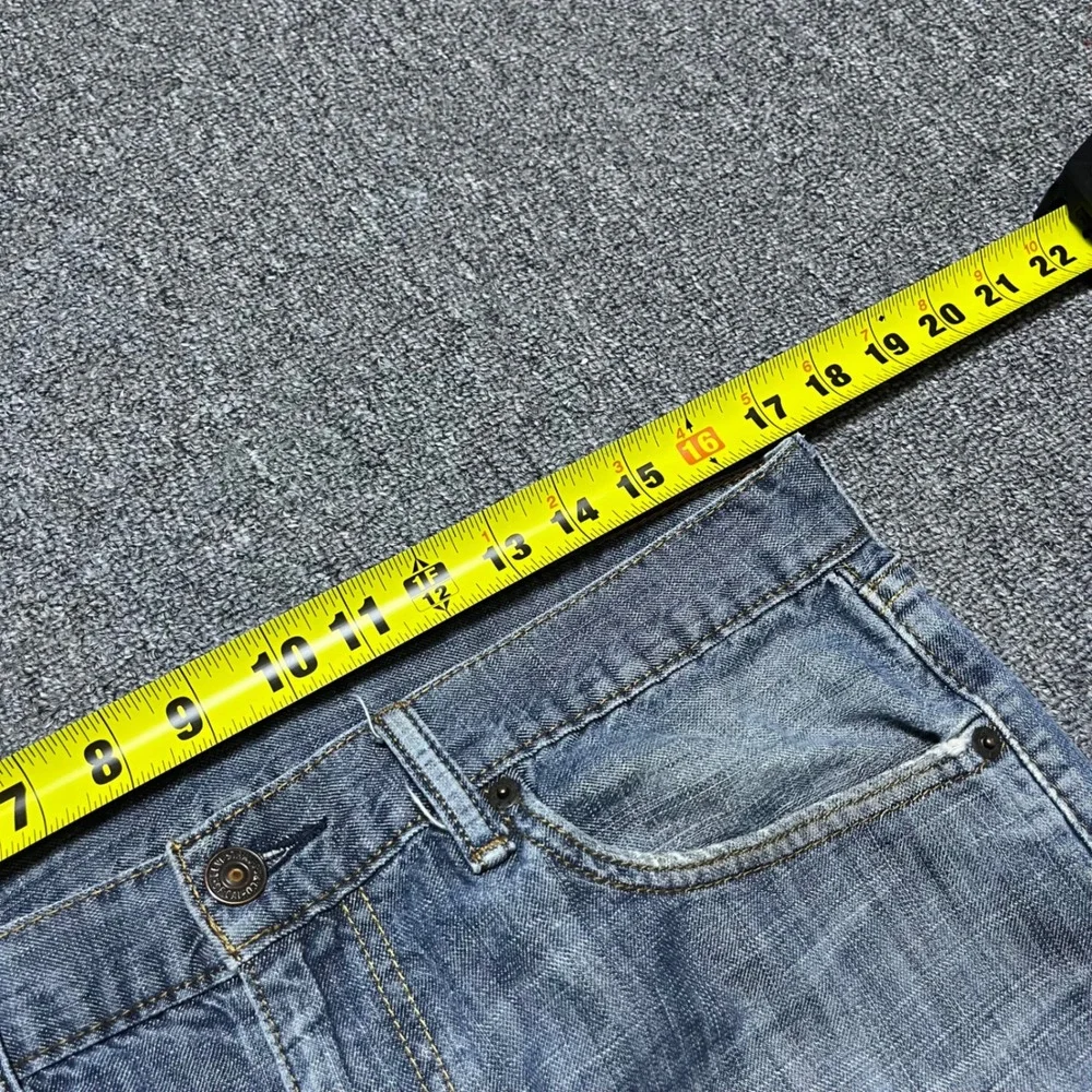 Levi's 505 Straight Fit Jeans 33x34 Blue Distressed Denim Mens Pants Nice Wash